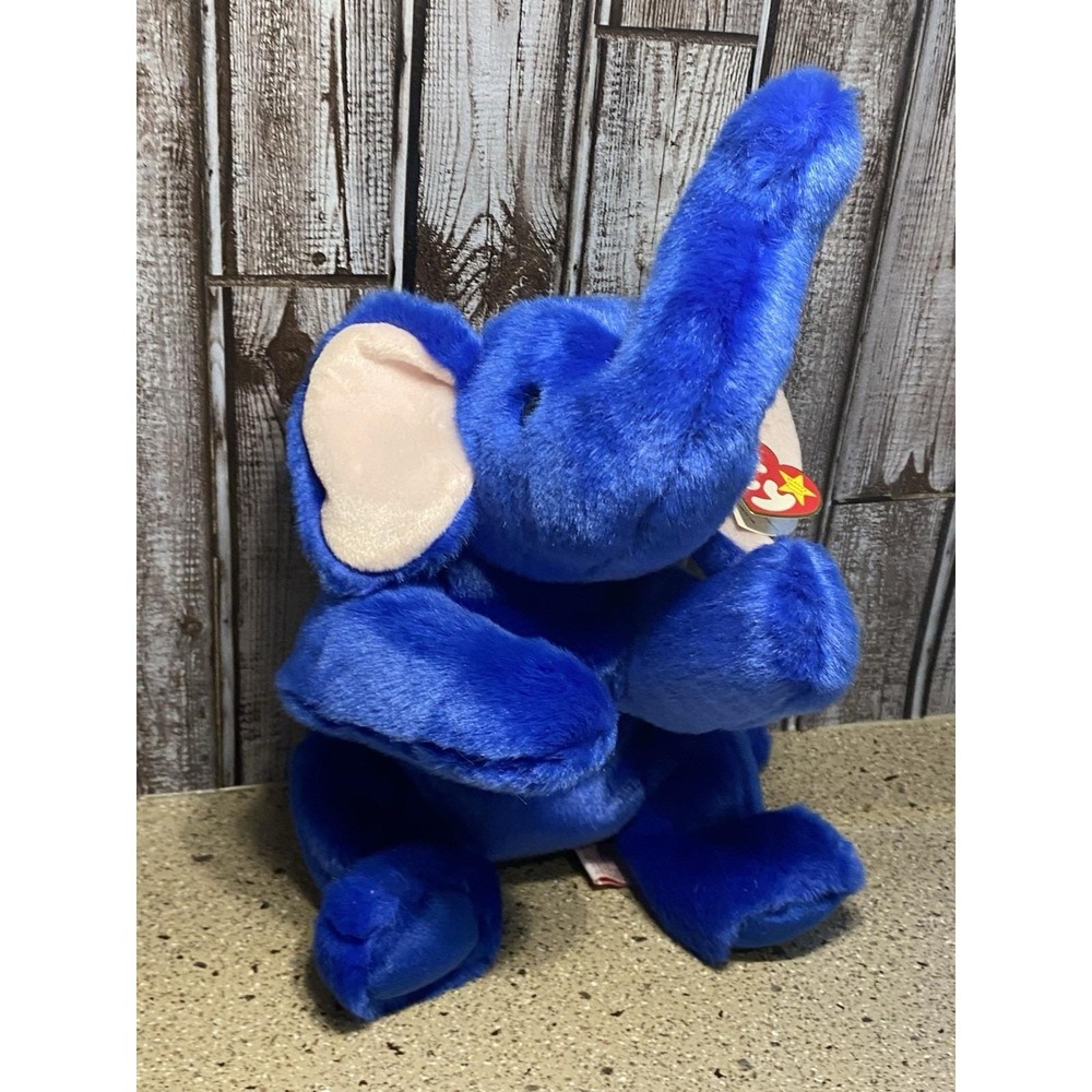 TY Beanie Buddy | NWT Large Peanut Royal Blue Elephant 1998 | Plush Collectible